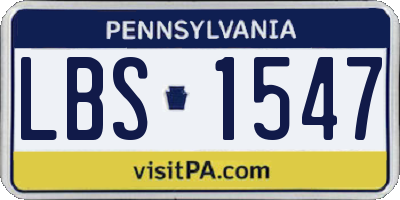 PA license plate LBS1547