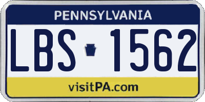PA license plate LBS1562