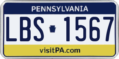 PA license plate LBS1567