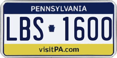 PA license plate LBS1600