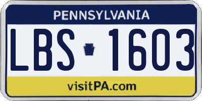PA license plate LBS1603