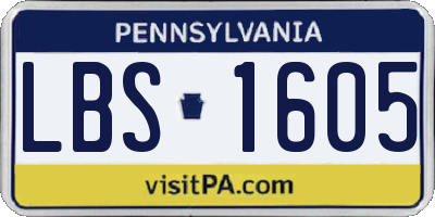 PA license plate LBS1605