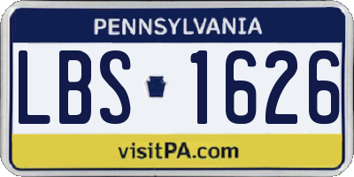 PA license plate LBS1626