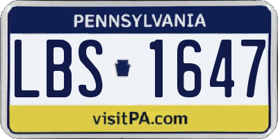 PA license plate LBS1647