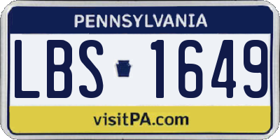 PA license plate LBS1649