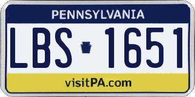 PA license plate LBS1651