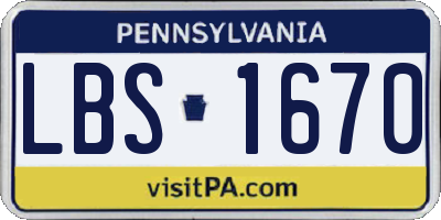 PA license plate LBS1670