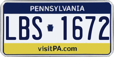 PA license plate LBS1672