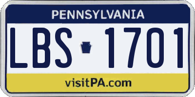 PA license plate LBS1701