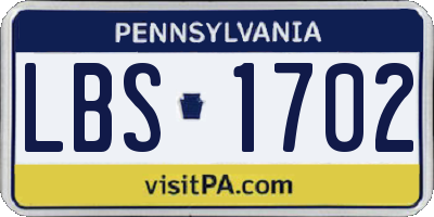 PA license plate LBS1702