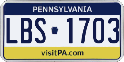 PA license plate LBS1703