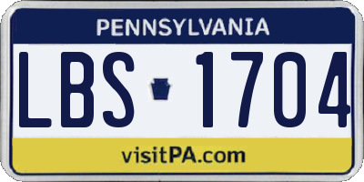 PA license plate LBS1704