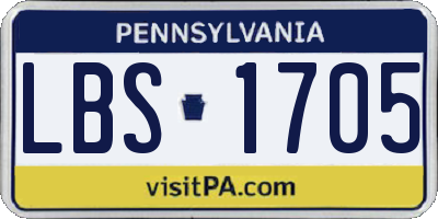 PA license plate LBS1705