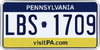 PA license plate LBS1709