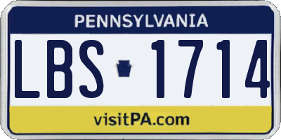 PA license plate LBS1714