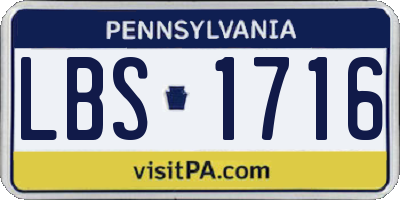 PA license plate LBS1716