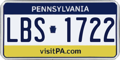 PA license plate LBS1722