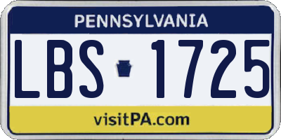 PA license plate LBS1725