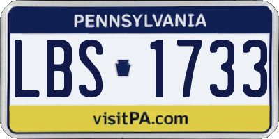 PA license plate LBS1733