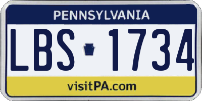 PA license plate LBS1734