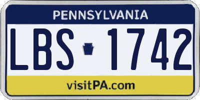 PA license plate LBS1742
