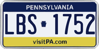PA license plate LBS1752