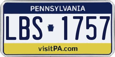 PA license plate LBS1757