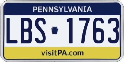 PA license plate LBS1763