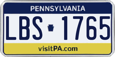 PA license plate LBS1765