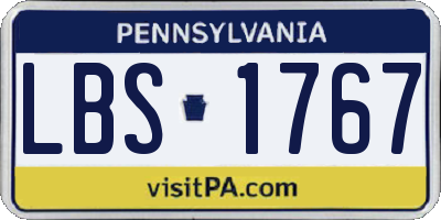 PA license plate LBS1767