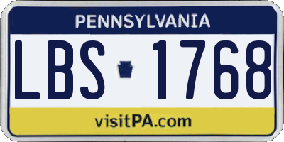 PA license plate LBS1768