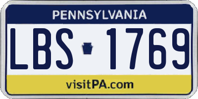 PA license plate LBS1769
