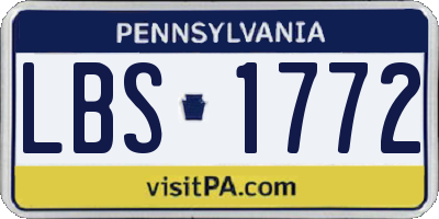 PA license plate LBS1772