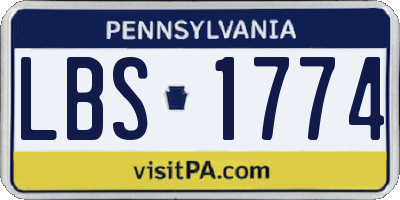 PA license plate LBS1774