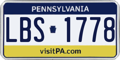 PA license plate LBS1778