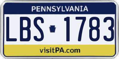 PA license plate LBS1783