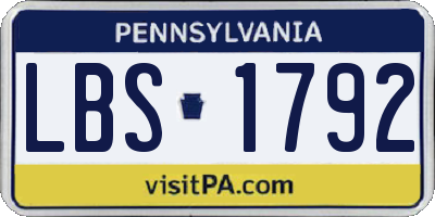 PA license plate LBS1792