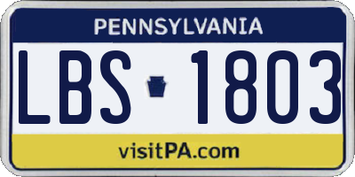 PA license plate LBS1803