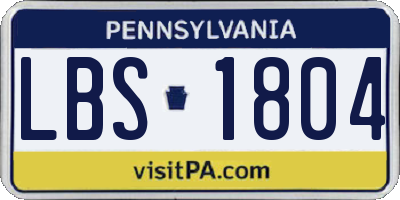 PA license plate LBS1804