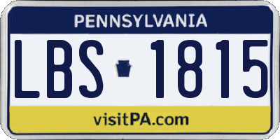 PA license plate LBS1815