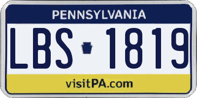 PA license plate LBS1819