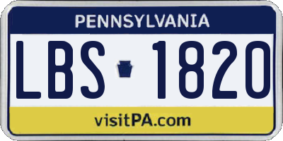 PA license plate LBS1820