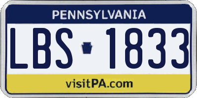 PA license plate LBS1833