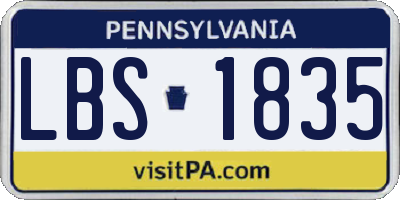 PA license plate LBS1835
