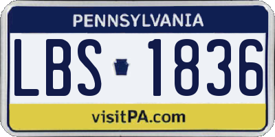 PA license plate LBS1836