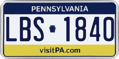 PA license plate LBS1840
