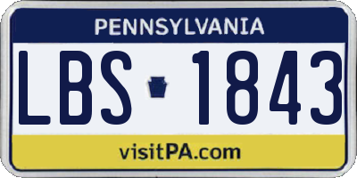 PA license plate LBS1843