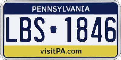 PA license plate LBS1846