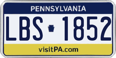 PA license plate LBS1852