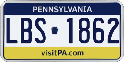PA license plate LBS1862